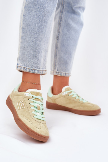 Ténis femininos de camurça "Sneakers" D.Franklin DFSH387005 verde limão 2