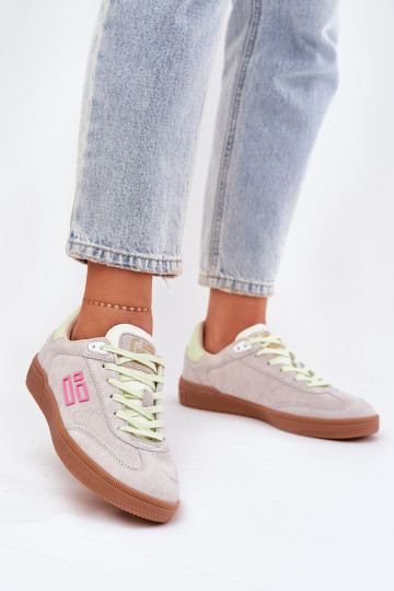 Ténis femininos de camurça "Sneakers" D.Franklin DFSH387005 branco claro