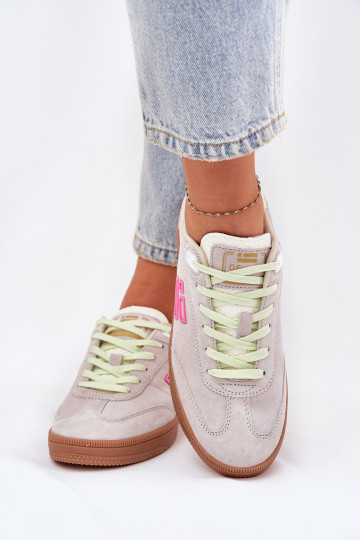 Ténis femininos de camurça "Sneakers" D.Franklin DFSH387005 branco claro 2