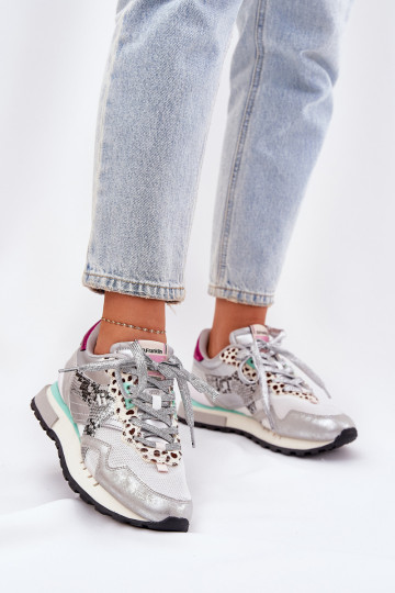 Ténis femininos "Sneakers" D.Franklin DFSH378006 prateado 2