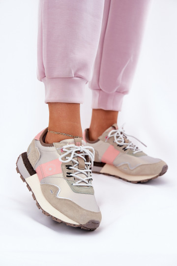 de camurça À modalo de tênis Feminino Big Star RR274243 HI-POLY SYSTEM cinza-cor rosa