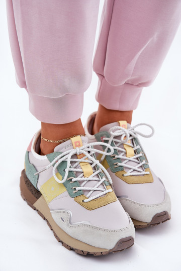 de camurça À modalo de tênis Feminino Big Star RR274244 HI-POLY SYSTEM cinza-cor amarela