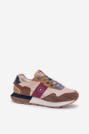 Ténis de camurça masculinos com plataforma Big Star RR174475 Hi-Poly System cor areia
