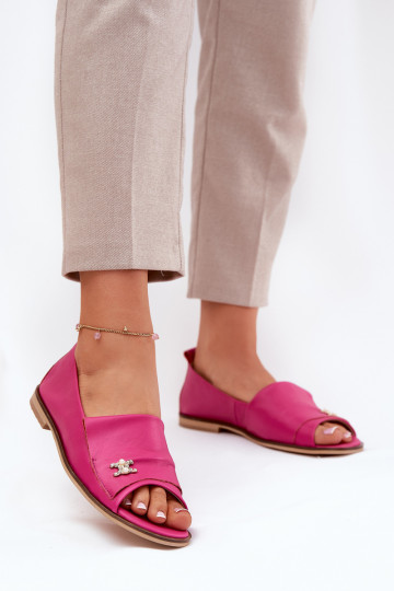 Sapatilhas de couro elegantes com dedos abertos Zazoo 1865 cor rosa