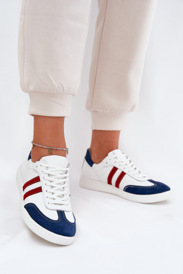 Zazoo N1068 Pele Baixo À modalo de tênis Feminino Branco-azul escuro