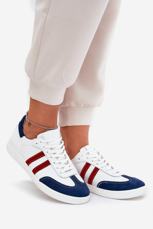 Zazoo N1068 Pele Baixo À modalo de tênis Feminino Branco-azul escuro