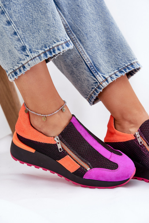 Sapatos modelo de tênis de couro Tem que serciejka 06853-15 cor preta