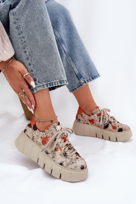 Pele À modalo de tênis com uma plataforma Tem que serciejka 06891-18 bege