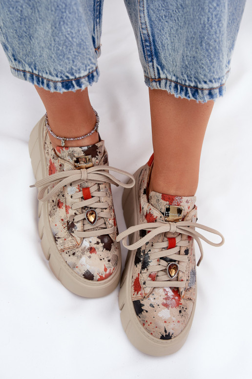 Pele À modalo de tênis com uma plataforma Tem que serciejka 06891-18 bege