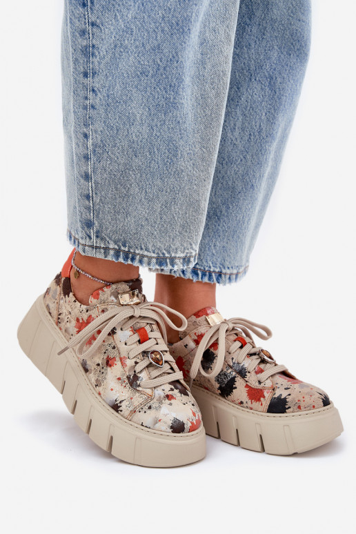 Pele À modalo de tênis com uma plataforma Tem que serciejka 06891-18 bege