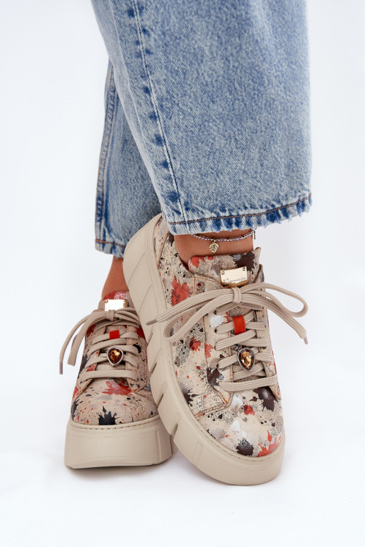 Pele À modalo de tênis com uma plataforma Tem que serciejka 06891-18 bege