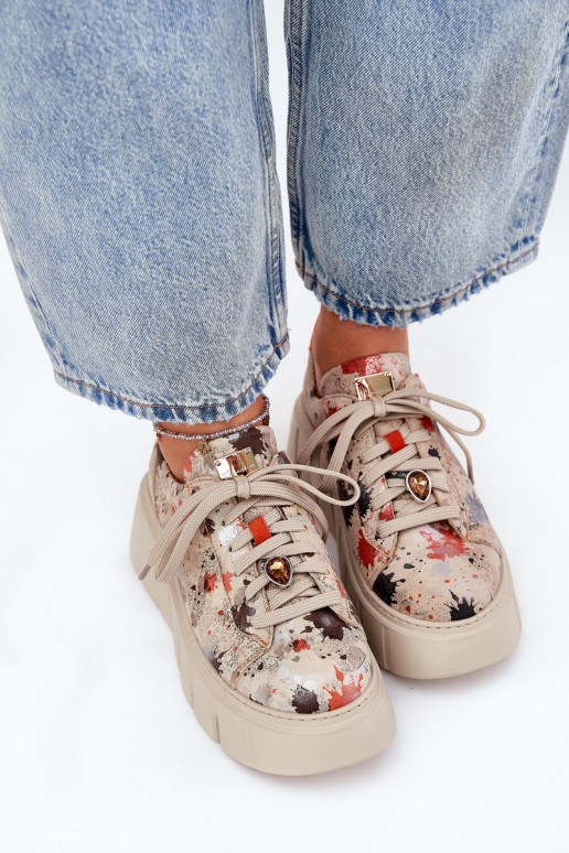 Pele À modalo de tênis com uma plataforma Tem que serciejka 06891-18 bege