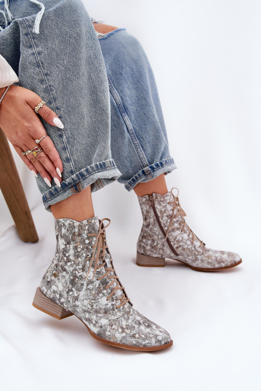 Pele Estampado Botas com salto largo Tem que serciejka 06391-25 bege Pele Estampado Botas com salto largo Tem que serciejka 06391-25 bege