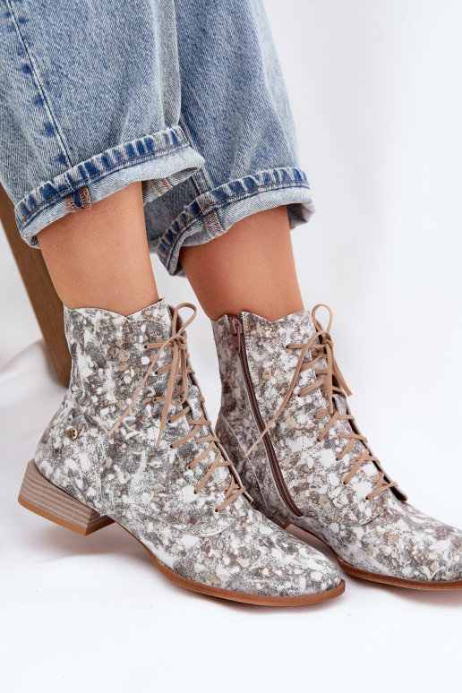 Pele Estampado Botas com salto largo Tem que serciejka 06391-25 bege Pele Estampado Botas com salto largo Tem que serciejka 06391-25 bege