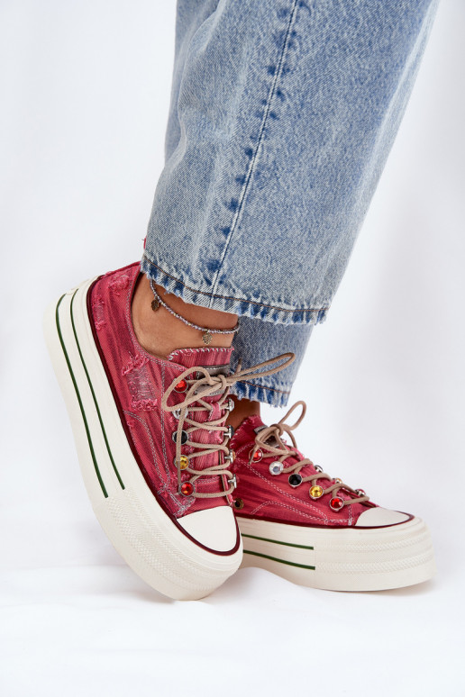 Sapatos de lazer com uma plataforma GOE RR2N4104 cor vermelha Sapatos de lazer com uma plataforma GOE RR2N4104 cor vermelha