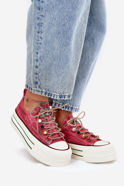 Sapatos de lazer com uma plataforma GOE RR2N4104 cor vermelha Sapatos de lazer com uma plataforma GOE RR2N4104 cor vermelha