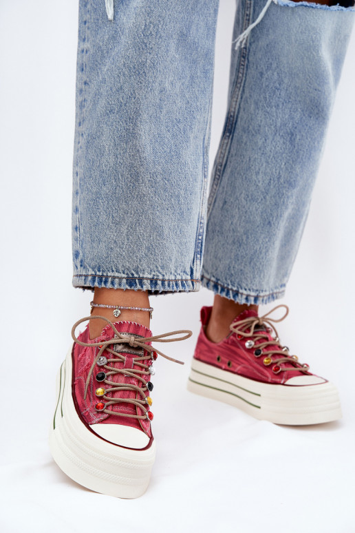 Sapatos de lazer com uma plataforma GOE RR2N4104 cor vermelha Sapatos de lazer com uma plataforma GOE RR2N4104 cor vermelha