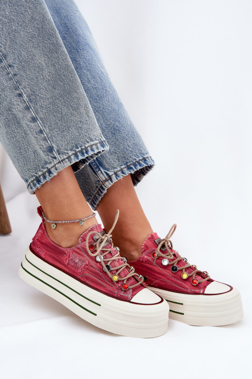 Sapatos de lazer com uma plataforma GOE RR2N4104 cor vermelha Sapatos de lazer com uma plataforma GOE RR2N4104 cor vermelha