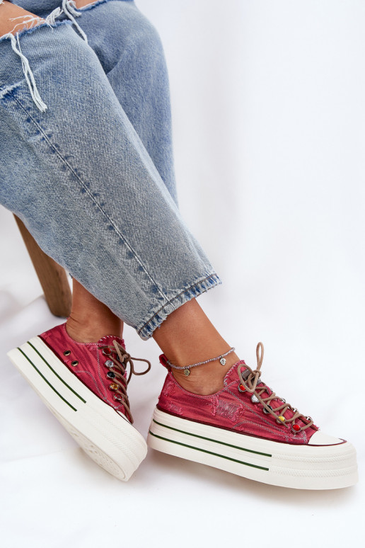 Sapatos de lazer com uma plataforma GOE RR2N4104 cor vermelha Sapatos de lazer com uma plataforma GOE RR2N4104 cor vermelha