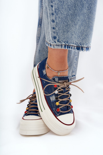 Sapatos de lazer com uma plataforma GOE RR2N4103 azul escuro