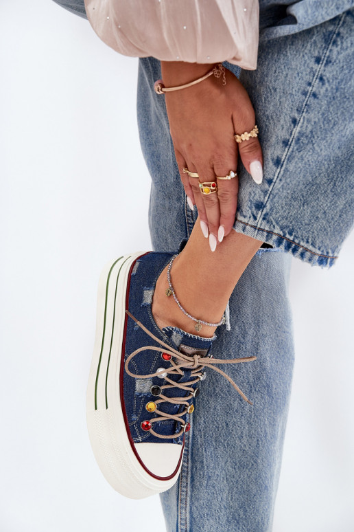 Sapatos de lazer com uma plataforma GOE RR2N4103 azul escuro