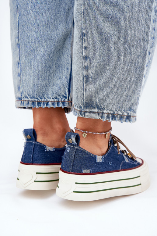 Sapatos de lazer com uma plataforma GOE RR2N4103 azul escuro