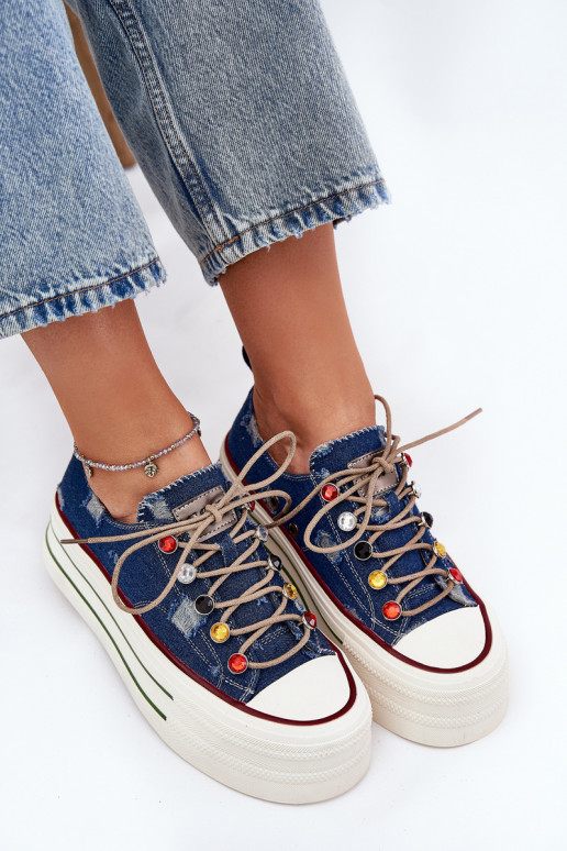 Sapatos de lazer com uma plataforma GOE RR2N4103 azul escuro