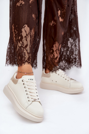 Pele À modalo de tênis Feminino com uma plataforma GOE RR2N4004 bege 2