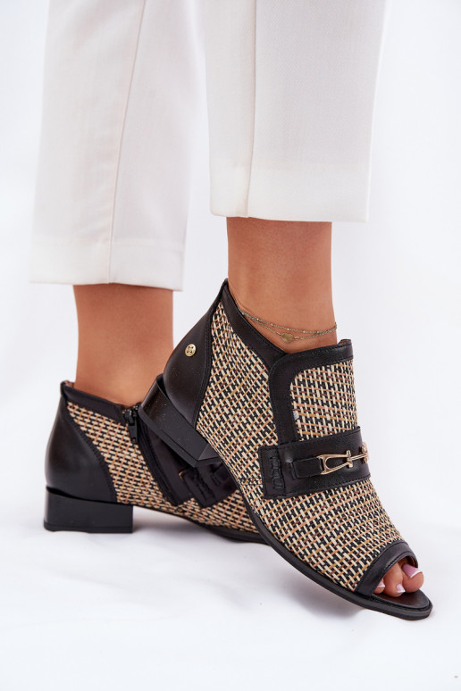 Pele Botas femininasOdkrytymi Palcami Tem que serciejka 06934-39/00-1 Preto e-bege Pele Botas femininasOdkrytymi Palcami Tem que serciejka 06934-39/00-1 Preto e-bege