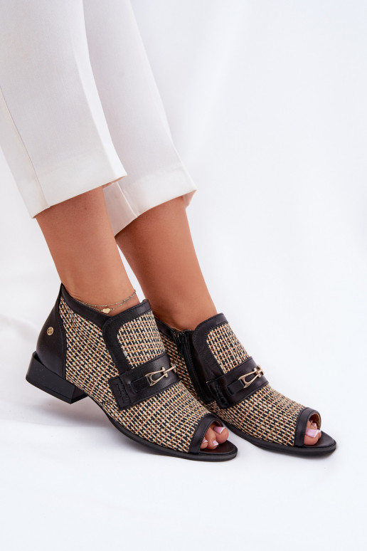 Pele Botas femininasOdkrytymi Palcami Tem que serciejka 06934-39/00-1 Preto e-bege Pele Botas femininasOdkrytymi Palcami Tem que serciejka 06934-39/00-1 Preto e-bege