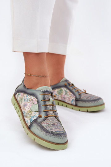 Botas femininas em couro estampadas Tai turiciejka 06784-09 verdes 2