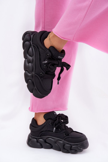Pele À modalo de tênis Feminino com uma plataforma GOE RR2N4044 cor preta