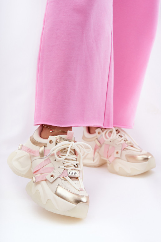 Pele À modalo de tênis Feminino com solas maciças da moda GOE RR2N4031 bege