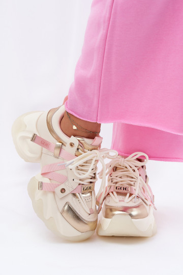 Pele À modalo de tênis Feminino com solas maciças da moda GOE RR2N4031 bege 2
