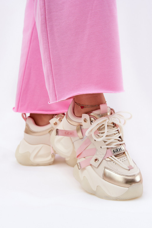 Pele À modalo de tênis Feminino com solas maciças da moda GOE RR2N4031 bege