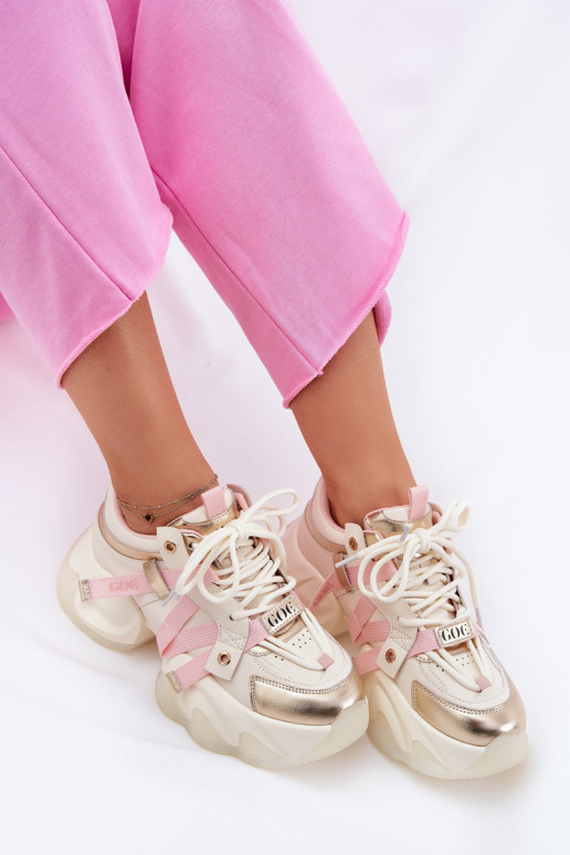 Pele À modalo de tênis Feminino com solas maciças da moda GOE RR2N4031 bege