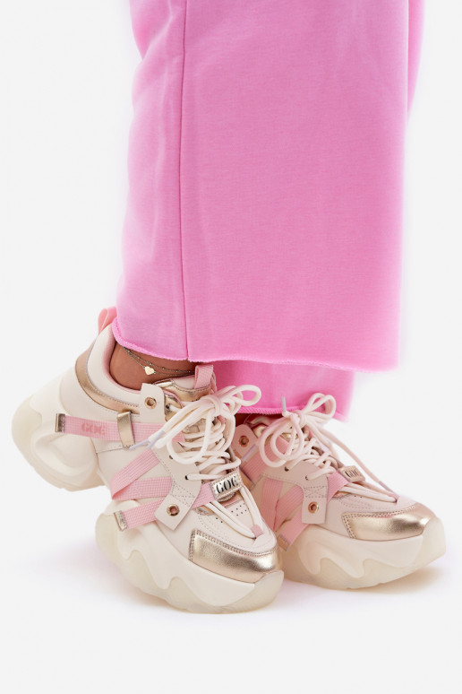 Pele À modalo de tênis Feminino com solas maciças da moda GOE RR2N4031 bege