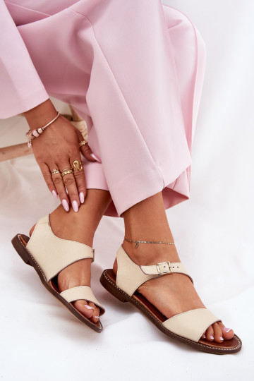 Pele Sandálias rasteiras para mulheres Zazoo 3014 bege