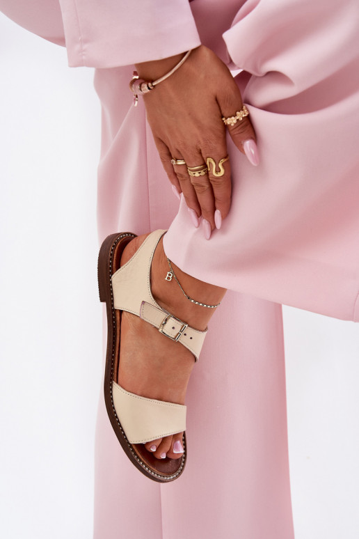 Pele Sandálias rasteiras para mulheres Zazoo 3014 bege Pele Sandálias rasteiras para mulheres Zazoo 3014 bege