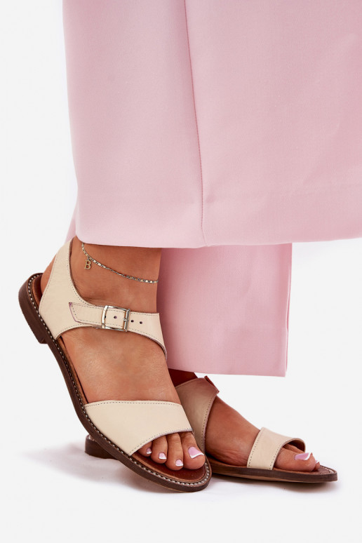 Pele Sandálias rasteiras para mulheres Zazoo 3014 bege Pele Sandálias rasteiras para mulheres Zazoo 3014 bege