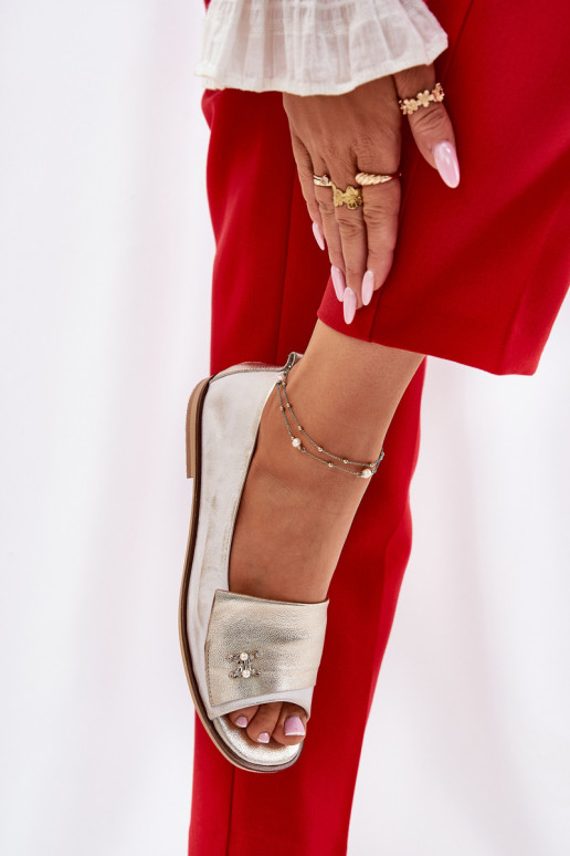 Pele Estilo elegante BailarinasOdkrytymi Palcami Zazoo 1865 cor dourada Przecierany Pele Estilo elegante BailarinasOdkrytymi Palcami Zazoo 1865 cor dourada Przecierany