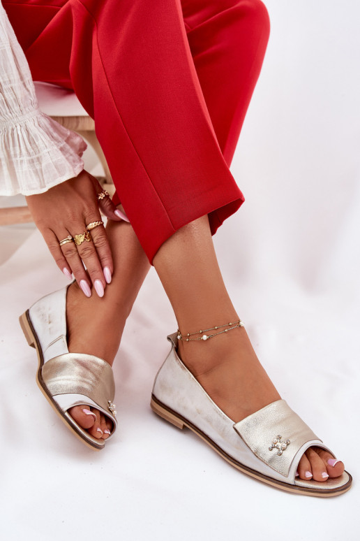 Pele Estilo elegante BailarinasOdkrytymi Palcami Zazoo 1865 cor dourada Przecierany Pele Estilo elegante BailarinasOdkrytymi Palcami Zazoo 1865 cor dourada Przecierany