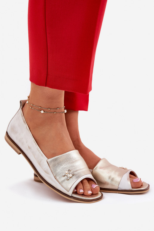 Pele Estilo elegante BailarinasOdkrytymi Palcami Zazoo 1865 cor dourada Przecierany Pele Estilo elegante BailarinasOdkrytymi Palcami Zazoo 1865 cor dourada Przecierany