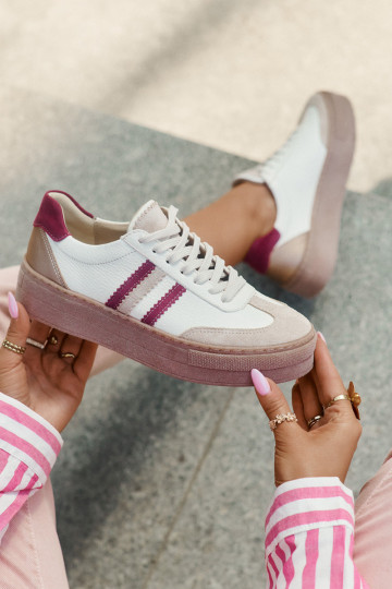 Pele À modalo de tênis Feminino com uma plataforma Zazoo N1234 bege-Borgonha
