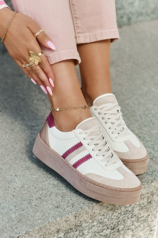 Pele À modalo de tênis Feminino com uma plataforma Zazoo N1234 bege-Borgonha Pele À modalo de tênis Feminino com uma plataforma Zazoo N1234 bege-Borgonha