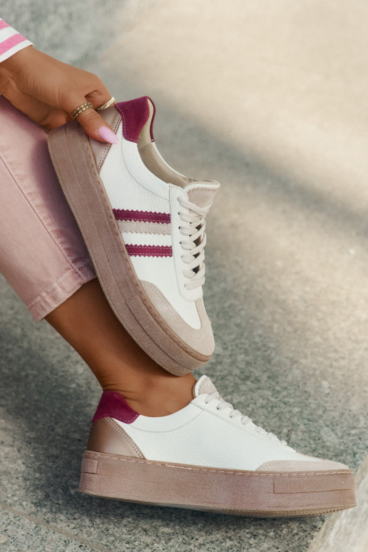 Pele À modalo de tênis Feminino com uma plataforma Zazoo N1234 bege-Borgonha Pele À modalo de tênis Feminino com uma plataforma Zazoo N1234 bege-Borgonha