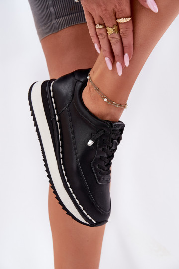 Pele À modalo de tênis Feminino com uma plataforma Big Star RR274A335 cor preta 2
