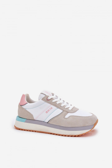 Tênis de camurça feminino Big Star RR274A047 HI-POLY SYSTEM nas cores areia-branco 2