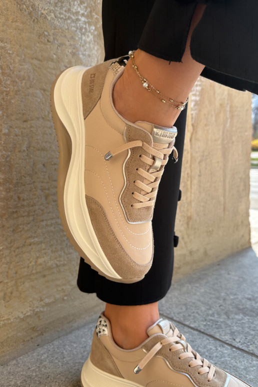 de camurça À modalo de tênis Feminino com uma plataforma Big Star RR274A345 HI-POLY SYSTEM bege de camurça À modalo de tênis Feminino com uma plataforma Big Star RR274A345 HI-POLY SYSTEM bege