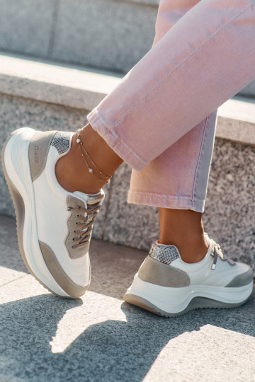 de camurça À modalo de tênis Feminino com uma plataforma Big Star RR274A344 HI-POLY SYSTEM bege